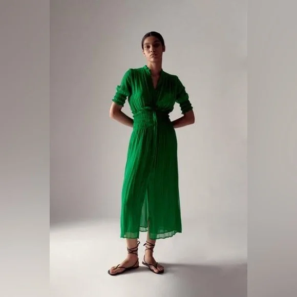 Green Smocked Dress NWT XS